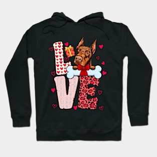 Love Doberman Pinscher Heart Dog Lover Women Valentines Day Hoodie